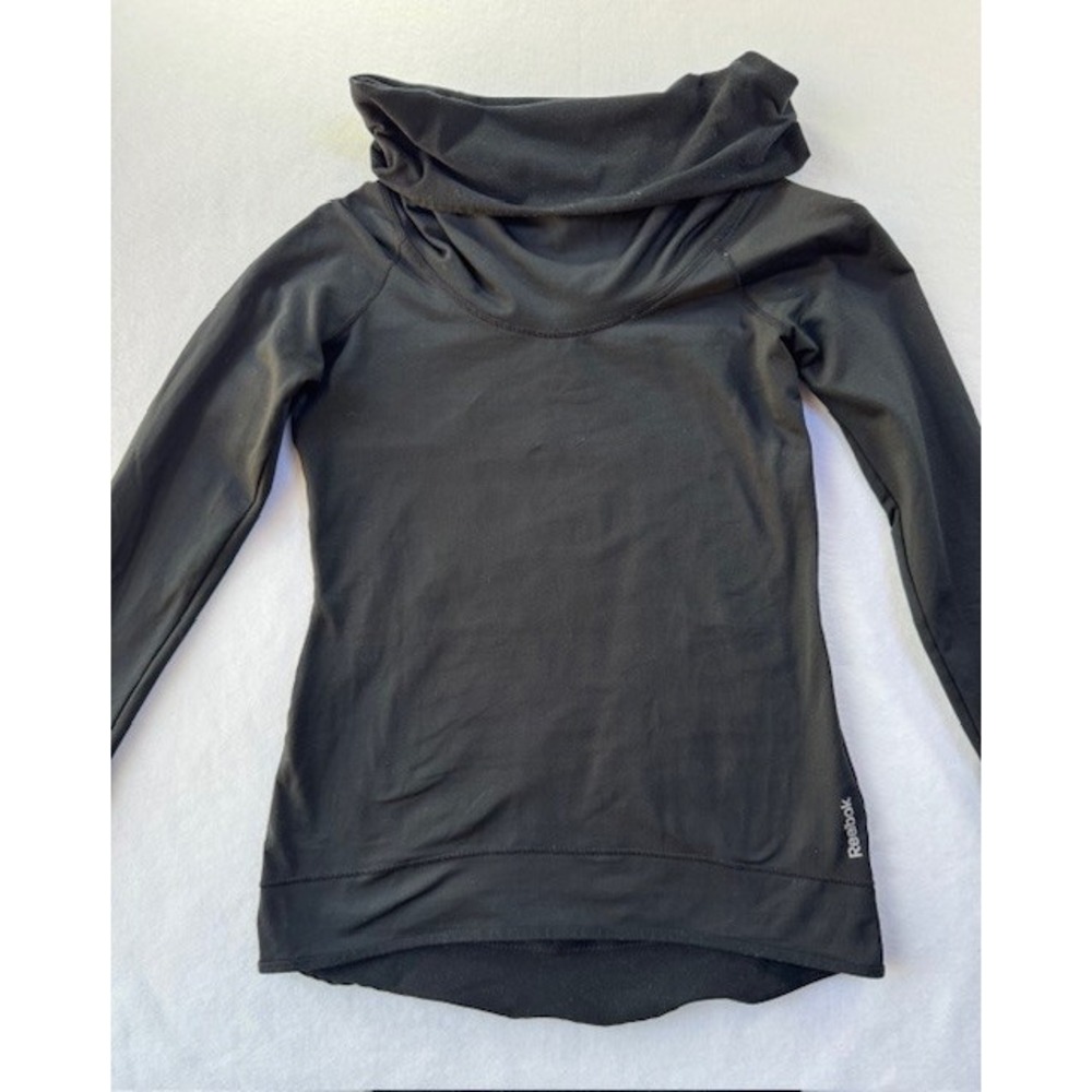 Reebok PlayWarm Black Cowl Neck Thumbhole Long Sleeve Athletic‎ Top Women's - Picture 4 of 14